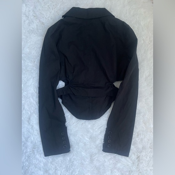 Revolve more to come black button down crop collar shirt with cut out sides SZ S - Picture 5 of 6